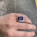 MAVİ TOPAZ DİKDÖRTGEN KASA ERKEK GÜMÜŞ YÜZÜK 5499-AGYZK