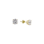Swarovski Taşlı  Tek Taş Küpe 925 Ayar Gümüş (3mm - Gold)