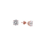 Swarovski Taşlı  Tek Taş Küpe 925 Ayar Gümüş (7mm - Rose)