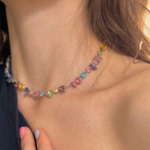 Mix Swarovski Taşlı  Kolye 925 Ayar Gümüş