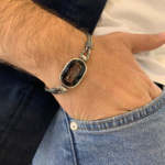 Nazar Dualı Kral Zincir  Bileklik 925 Ayar Gümüş