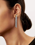 Swarovski Taşlı  Küpe 925 Ayar Gümüş - Görsel 2