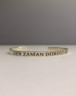 Özel Mesajlı Kelepçe Bileklik 925 Ayar Gümüş (Gümüş) - Görsel 2