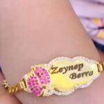 Figaro Zincir  Ayak İzli İsimli Çocuk Bileklik 925 Ayar Gümüş (Pembe)