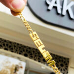 Figaro Zincir  Oynar Harfli İsimli Bileklik 925 Ayar Gümüş (Gold)